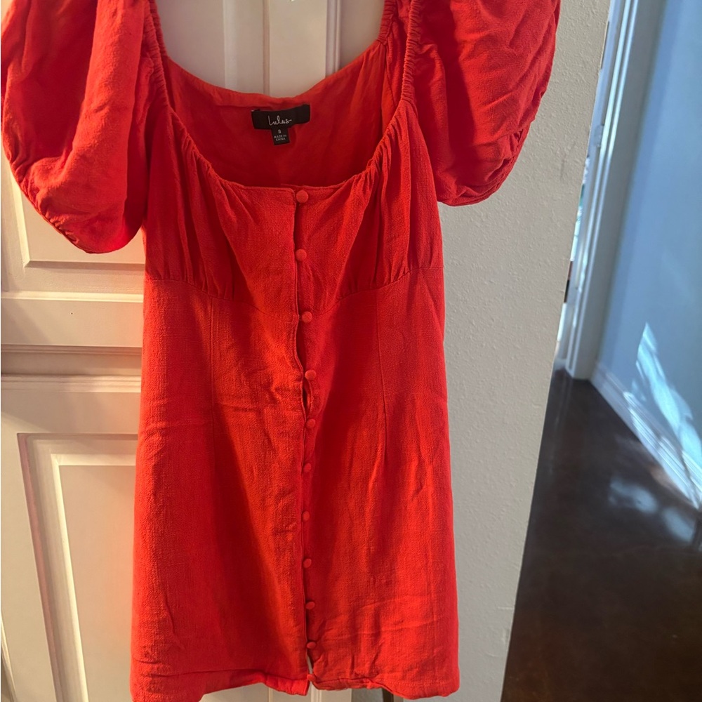 Lulu's Vibrant Red Button-Down Blouse - image 1